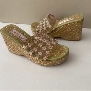 Vintage 90’s Straw Detailed Platform Wedges.